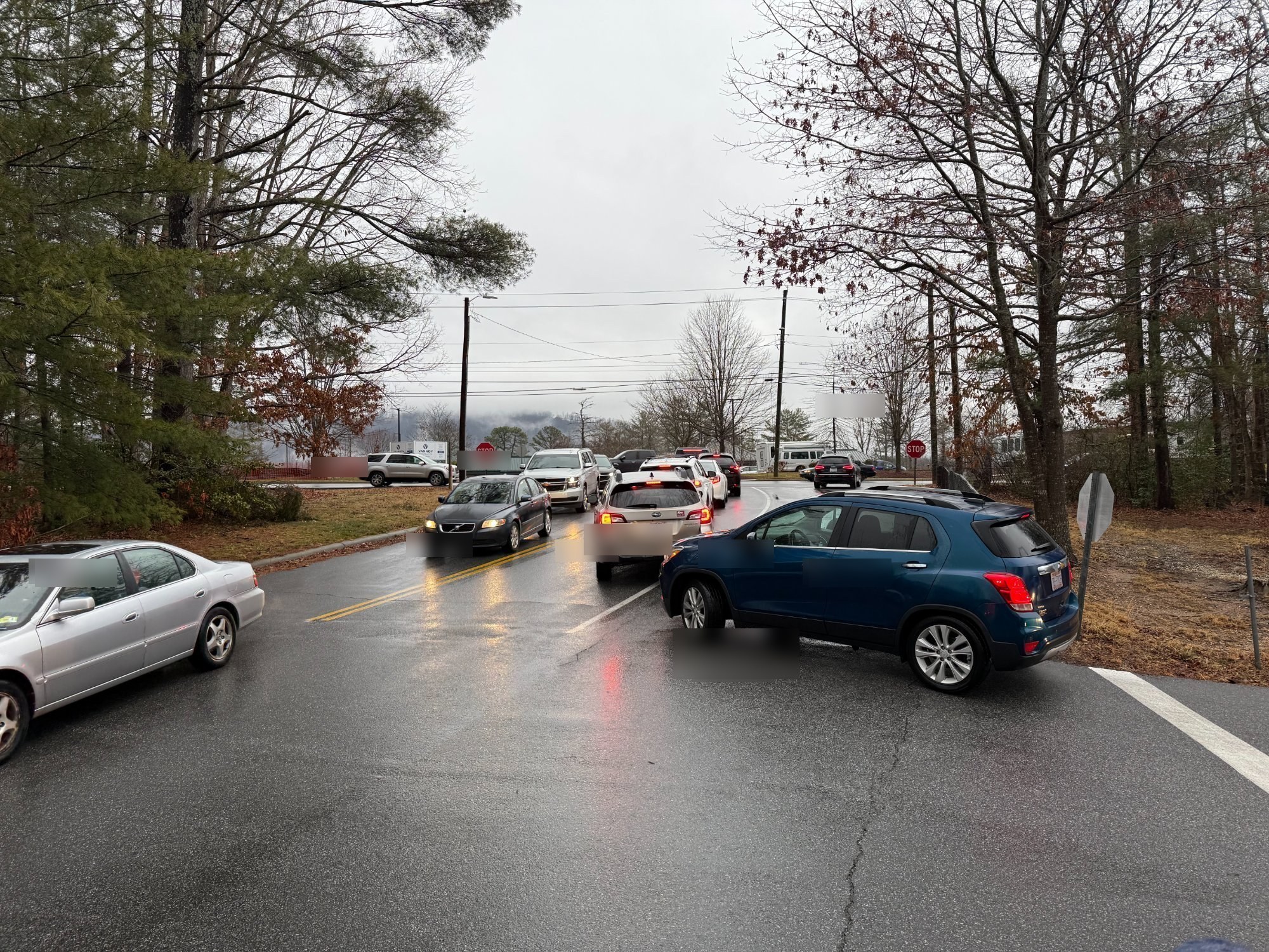 Parents stuck trying to exit Estes parking lot